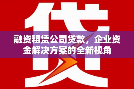秦安融资租赁公司贷款，企业资金解决方案的全新视角