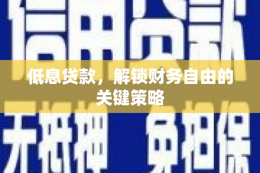 葫芦岛低息贷款，解锁财务自由的关键策略