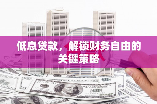 阿里低息贷款，解锁财务自由的关键策略